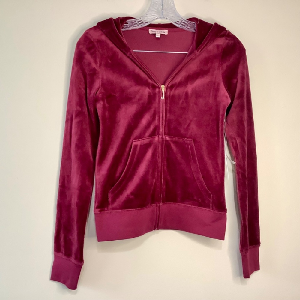 OG Juicy Couture Velour Tracksuit Jacket Jogger Pant Set Burgundy Wine Red - Picture 4 of 8